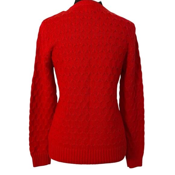 Croft & Barrow Petite XS Red Cable Knit 100% Cotton Pullover Crew Neck Sweater - Picture 2 of 8